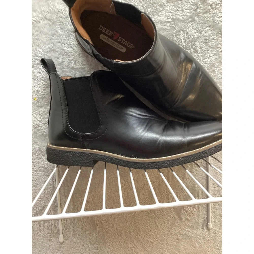 Deer‎ Stags Zane Black Leather Memory Foam Chelsea Boots Mens Size 5M
